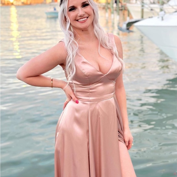 Galina Signature Dresses & Skirts - Signature Satin Blush Dress